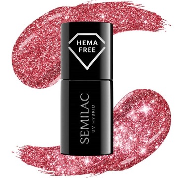 SEMILAC 457 Glamorous Red Lakier Hybrydowy 7ml Różowa Czerwień Efekt Flash