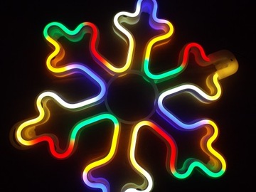 СНЕЖИНКА, ДИАМЕТР 30 СМ, ЗВЕЗДА, ЦВЕТНОЕ СВЕТОДИОДНОЕ НЕОНОВОЕ УКРАШЕНИЕ, ПЕРМАНЕНТНОЕ