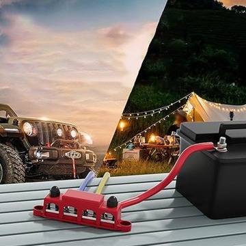 szyna zbiorcza 150A 4xM8 blok dystrybucji energii CZERWONY + CZARNY