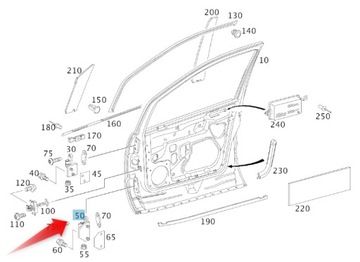 PANT DVEŘE DB P. W168 LE (DOLNY) OE MERCEDES A1687202337