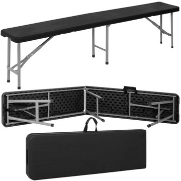 ŁAWKA CATERINGOWA SKŁADANA WALIZKA OGRODOWA TURYSTYCZNA 180x30x43cm CZARNA