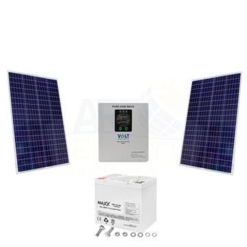 ZASILANIE SŁONECZNE 230V NA DZIAŁKĘ 500/800W Akumulator żelowy GEL 12V 60Ah