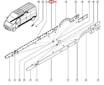НАКЛАДКА БОКОВАЯ RENAULT MASTER III MOVANO ОРИГИНАЛ ПРАВАЯ
