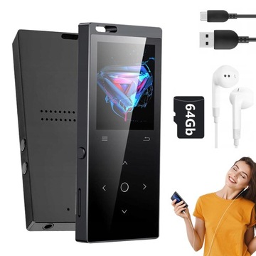 ODTWARZACZ MP4 MP3 BLUETOOTH DYKTAFON RADIO FM 64GB LCD EBOOK + SŁUCHAWKI