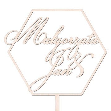 Topper Wedding Wedding Hexagon Hexagon 2 имена на