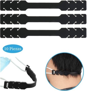 Przedłużacz do maseczki nausznej regulowany 19 cm Czarny 10 sztuk