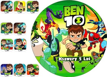 Opłatek na tort BEN 10 + 10 POSTACI + DEDYKACJA