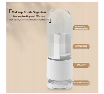 Органайзер для кистей для макияжа с вращающейся крышкой.