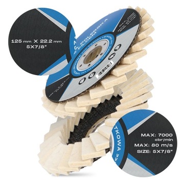 5x TARCZA POLERSKA FILCOWA 125 LISTKOWA KRĄŻEK LAMELKA POLEROWANIA METALU