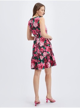 Czarno-różowa damska sukienka w kwiaty ORSAY