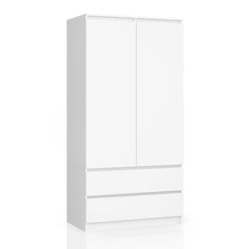 Pojemna szafa biała 4 półki 2 szuflady 90 cm