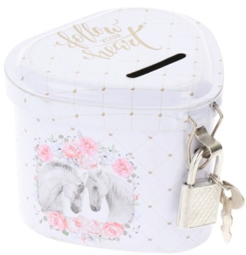 ЗАПИРАЮЩИЙСЯ МЕТАЛЛИЧЕСКИЙ ЯЩИК ДЛЯ ДЕНЕГ С ЗАМКОМ В ВИДЕ СЕРДЦА