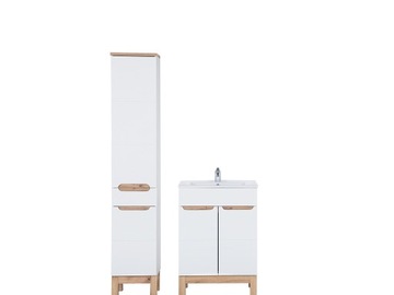 Zestaw mebli łazienkowych Bali 60 cm biały, szafka z umywalką+słupek