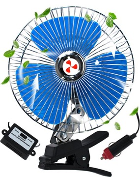 MOCNY WIATRAK WENTYLATOR SAMOCHODOWY 12V GNIAZDO ZAPALNICZKI OSCYLACJA