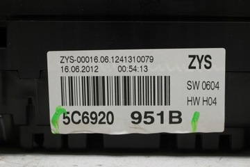 PŘÍSTROJOVÁ DESKA BUDÍKY 5C6920951B VW JETTA 5C 2.5 B USA