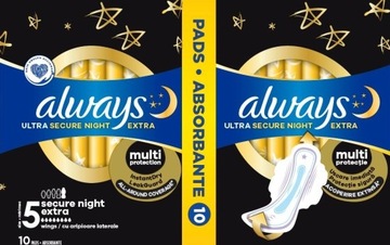 Podpaski higieniczne ze skrzydełkami ALWAYS Ultra Secure Night EXTRA 10 szt