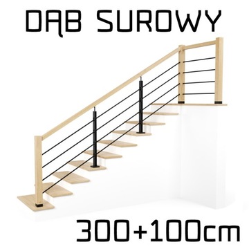Balustrada barierka drewniana metalowa 3,0+1m LOFT
