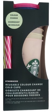 ZESTAW STARBUCKS REUSABLE COLD CUPS KUBKI KUBEK 5SZT ZMIANIAJĄCE KOLOR 709M