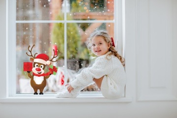 МАЛЕНЬКАЯ наклейка РОЖДЕСТВЕНСКИЙ ОЛЕНЬ 2 на окно - это очень круто