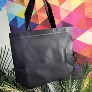 torba na ZAKUPY TORBY siatka CZARNA 34x10x25 torebka pojemna 8L wielorazowa
