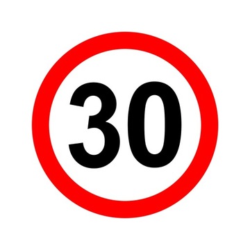NAKLEJKA OGRANICZENIE PRĘDKOŚCI 30km ZNAK śr16 cm