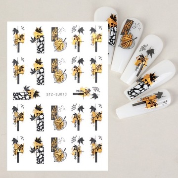 НАКЛЕЙКИ ДЛЯ НОГТЕЙ САМОКЛЕЯЩИЕСЯ украшения для ногтей 3D золотые листья