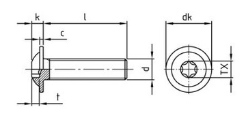 ВИНТ M5x40 TORX ОБТЕКАТЕЛЬ 7380F НЕРЖ. - 10 шт.