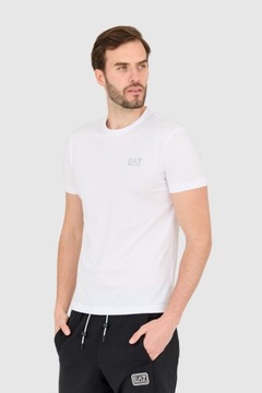 EA7 Biały t-shirt męski z małym szarym logo XXL