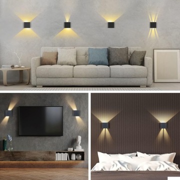 LAMPKA ŚCIENNY LED 12W KINKIET WEWNĘTRZNY LOFT REGULOWANĄ 2700K 750LM 2SZT