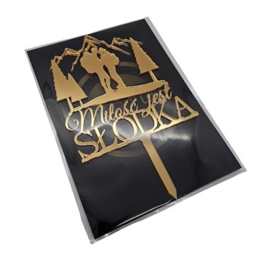 Topper toper na tort ślubny weselny Miłość jest słodka GÓRY para w górach