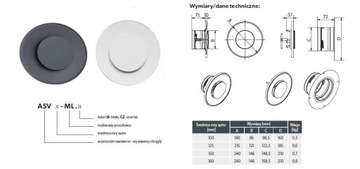 Anemostat 160 Czarny ASV metalowy | nawiewno - wywiewny | DARCO VENTLAB |