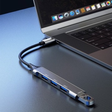 Dudao HUB 4in1 USB-C — 4x USB-A (3 x USB2.0 / USB3.0), 6,3 см, черный (A16T)