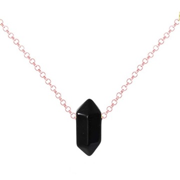 Naszyjnik srebrny z kamieniem ONYKS rosegold