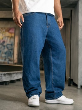 SZEROKIE SPODNIE JEANSOWE Męskie KLASYCZNE BAGGY DENIM MODNE Niebieskie XL