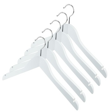 WIESZAKI DREWNIANE DAMSKIE białe 41cm 5szt POLSKIE