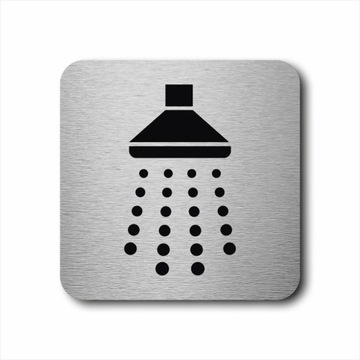 Tabliczka piktogram PRYSZNIC 10 x 10 cm ALUMINIUM