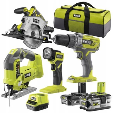 RYOBI WIERTARKA WYRZYNARKA PILARKA +5Ah +2Ah TORBA