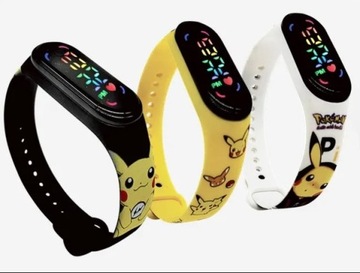 ZEGAREK cyfrowy kolor LED PIKACHU POKEMON watch band dla dzieci prezent