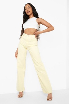 Boohoo XXJ kht żółte szerokie proste spodnie jeans wysoki stan XL