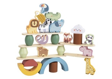 UKŁADANKA W STOSY BALANSUJĄCE DREWNIANE ZWIERZĄTKA MONTESSORI WOOPIE GREEN