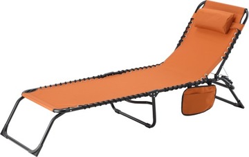 LEŻANKA OGRODOWA LEŻAK PLAŻOWY ŁÓŻKO SKŁADANE Z KIESZONKĄ 190x58x30cm