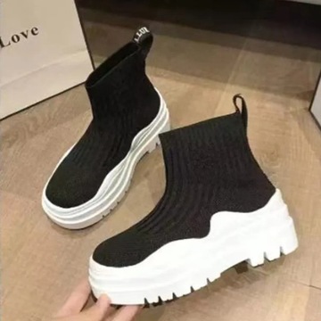 41 BLACK-Whitese 36-43 Kobiety zimowe buty na zewnątrz Futro Keep Warm Sock