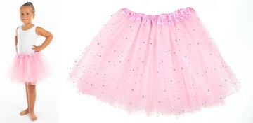 SPÓDNICZKA TIULOWA TUTU RÓŻ RÓŻOWA GWIAZDKI 40 cm