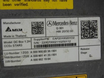 Mercedes-Benz EQS V297 moduł sterownik stacja ładowania A0009006338