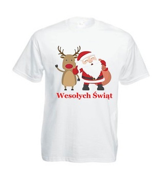 KOSZULKA T-SHIRT ŚWIĄTECZNA MIKOŁAJA RENIFER M