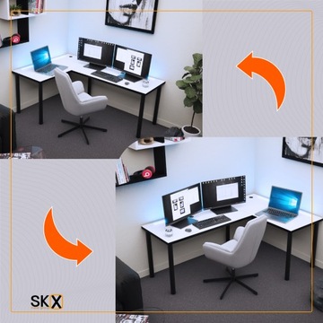 Угловой игровой стол, белый, двусторонний, светодиодный