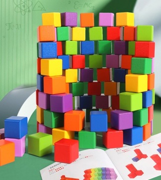 KLOCKI DREWNIANE GRA LOGICZNA UKŁADANKA 72 SZT.