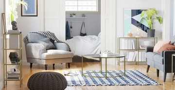 ЗОЛОТАЯ КОНСОЛЬ С ГЛАМУРНЫМИ ПОЛКАМИ АРТ ДЕКО