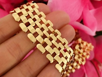 Złoty komplet biżuterii kolia łańcuch naszyjnik bransoletka pozłacana