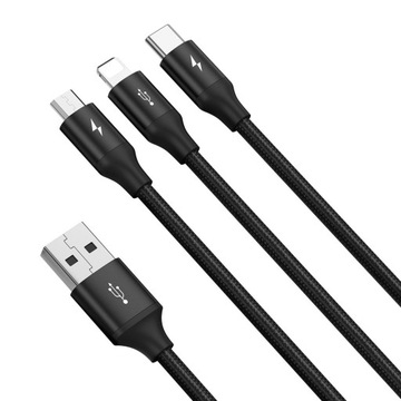 USB-кабель 3-в-1 для iPhone Micro Type-C 3.5A Baseus
